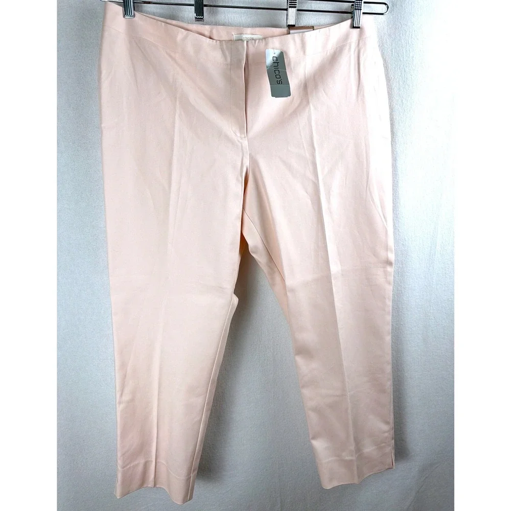 Chicos Smooth Stretch Chic Ankle Pants Pink Delicacy Size 4 XXL Ankle Length NWT
